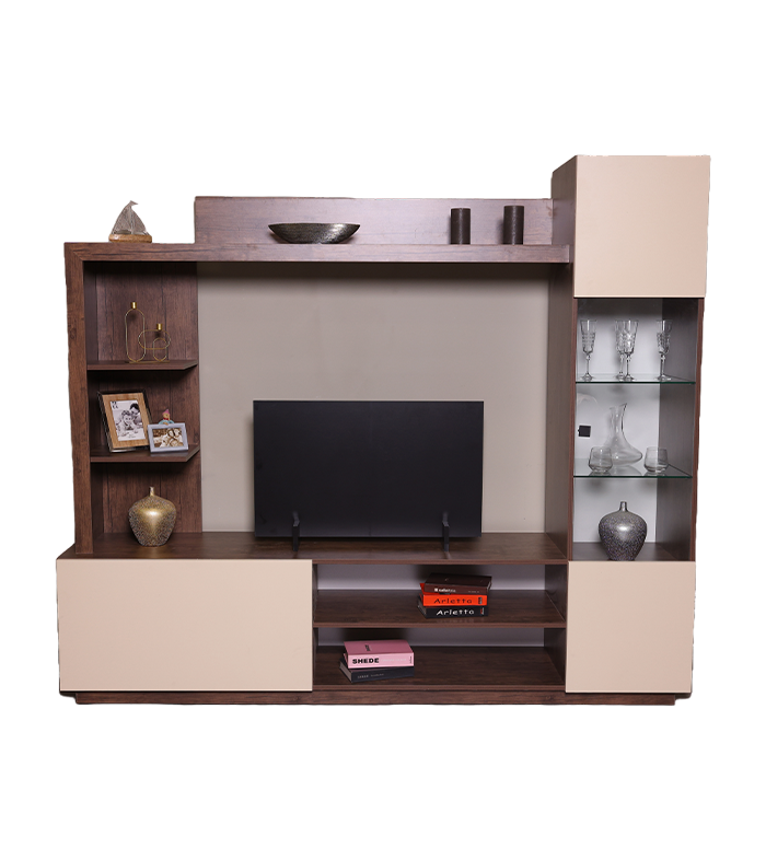 Moderno - Modular - TV glass case - Antik dark / Cream - 2020 x 2350 x 500 - TFF