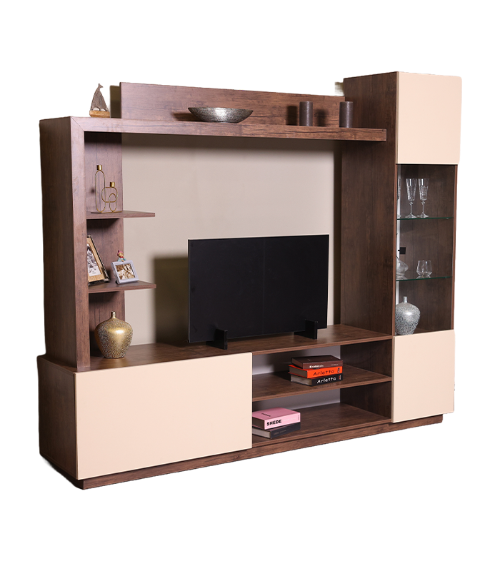 Moderno - Modular - TV glass case - Antik dark / Cream - 2020 x 2350 x 500 - TFF